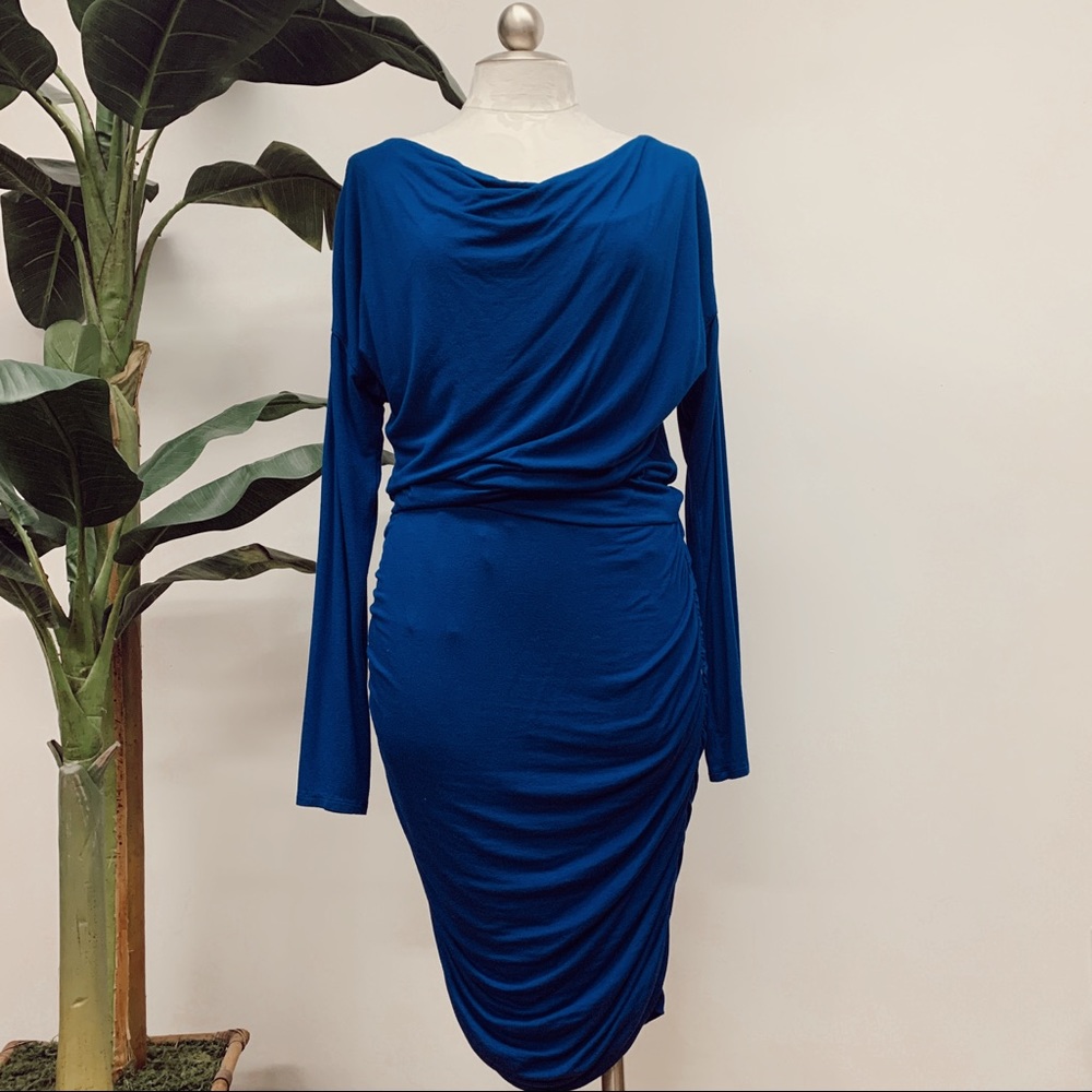Athleta Blue Solstice Cowl Neck Dress